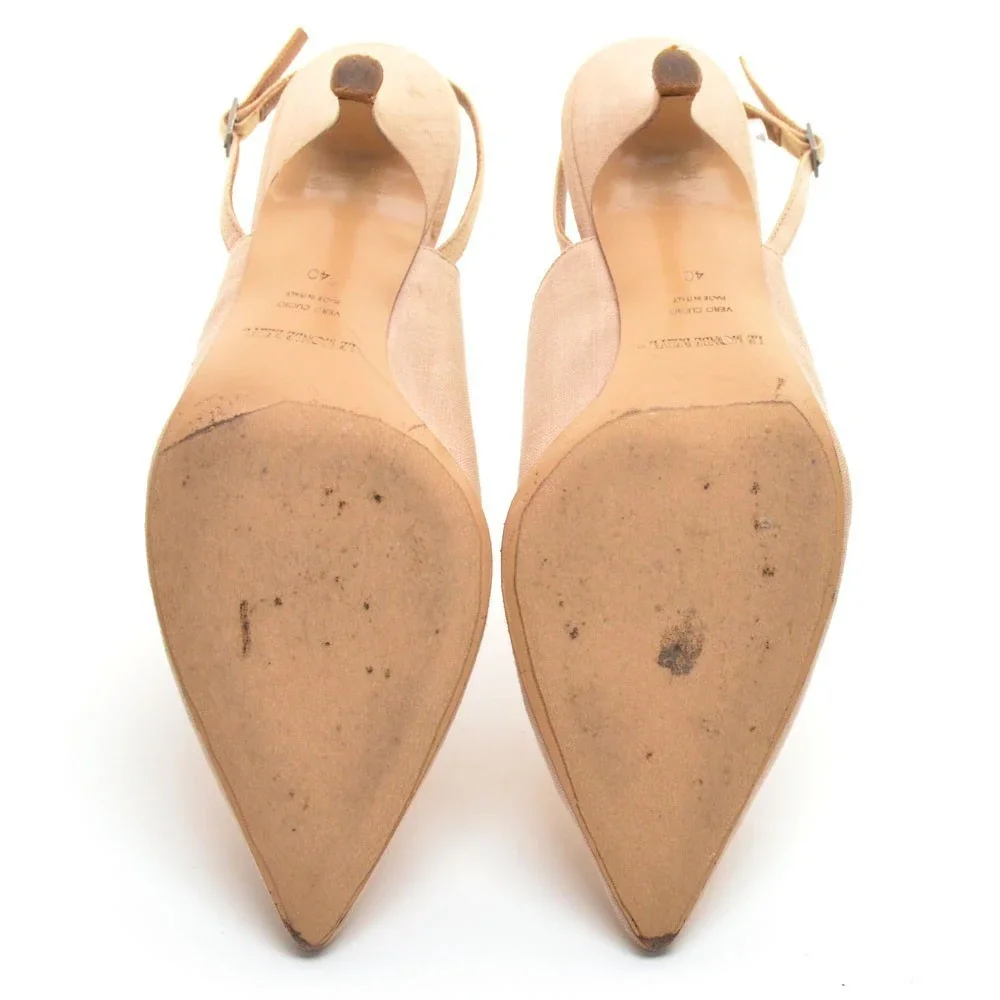 Le Monde Beryl Canvas Slingback Pointy Toe Pumps 40